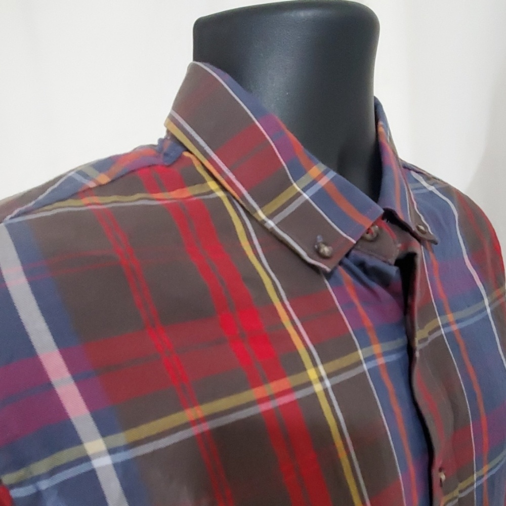 FIVE FOUR Red & Blue Checked Shirt Size M - Picture 4 of 6